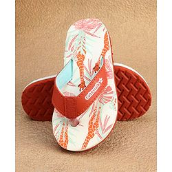 Cute Walk by Babyhug Slip On Flip Flops with Giraffe Print - Orange