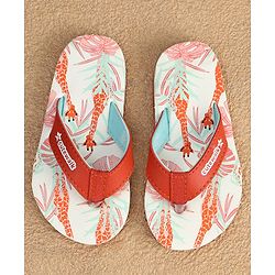 Cute Walk by Babyhug Slip On Flip Flops with Giraffe Print - Orange
