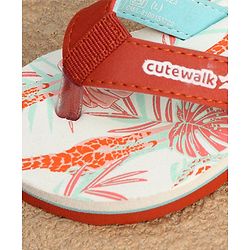 Cute Walk by Babyhug Slip On Flip Flops with Giraffe Print - Orange