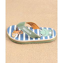 Cute Walk by Babyhug Slip On Flip Flops with Frog Print - Green