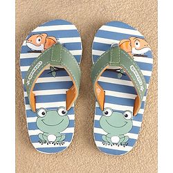 Cute Walk by Babyhug Slip On Flip Flops with Frog Print - Green