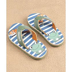 Cute Walk by Babyhug Slip On Flip Flops with Frog Print - Green