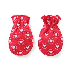 Babyhug 100% Cotton Mittens & Booties Hearts Print - Red