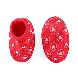 Babyhug 100% Cotton Mittens & Booties Hearts Print - Red
