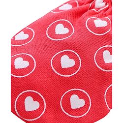 Babyhug 100% Cotton Mittens & Booties Hearts Print - Red