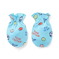 Babyhug 100% Cotton Mittens & Booties Sports Print - Blue