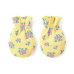 Babyhug 100% Cotton Mittens & Booties Floral Print - Yellow