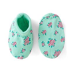Babyhug 100% Cotton Mittens & Booties Floral Print - Green
