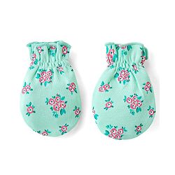 Babyhug 100% Cotton Mittens & Booties Floral Print - Green