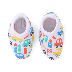 Babyhug 100% Cotton Mittens & Booties Vehicle Print - White