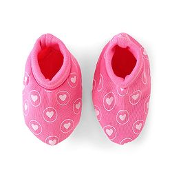 Babyhug 100% Cotton Interlock Mittens & Booties Set Hearts Print - Pink