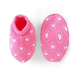 Babyhug 100% Cotton Interlock Mittens & Booties Set Hearts Print - Pink