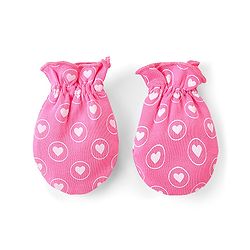 Babyhug 100% Cotton Interlock Mittens & Booties Set Hearts Print - Pink