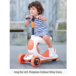 Babyhug Hawk 3in1 Foldable Kids 3 Wheel Scooter with Adjustable Seat LED Wheels Wide Standing Deck & 4 Level Height Adjustment| Compact Fold| Lean-to-Steer| Toy for 3 to 12 year Boys and Girls| Gifting Option