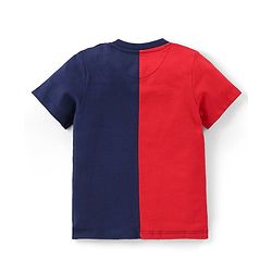 Babyhug Single Jersey Knit Half Sleeves T-Shirt & Shorts Set with Dino Embroidery - Red & Blue
