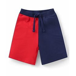 Babyhug Single Jersey Knit Half Sleeves T-Shirt & Shorts Set with Dino Embroidery - Red & Blue