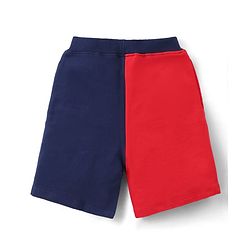 Babyhug Single Jersey Knit Half Sleeves T-Shirt & Shorts Set with Dino Embroidery - Red & Blue