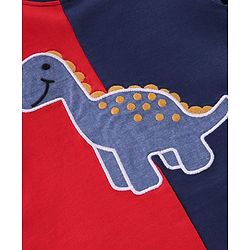 Babyhug Single Jersey Knit Half Sleeves T-Shirt & Shorts Set with Dino Embroidery - Red & Blue