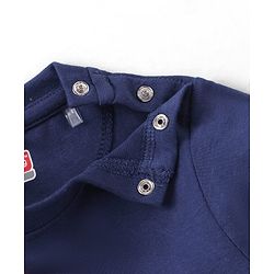 Babyhug Single Jersey Knit Half Sleeves T-Shirt & Shorts Set with Dino Embroidery - Red & Blue
