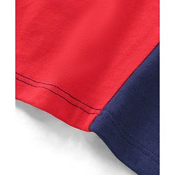 Babyhug Single Jersey Knit Half Sleeves T-Shirt & Shorts Set with Dino Embroidery - Red & Blue