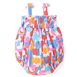 Babyhug 100% Cotton Knit Singlet Sleeves Floral Printed Onesie - Multicolour