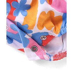 Babyhug 100% Cotton Knit Singlet Sleeves Floral Printed Onesie - Multicolour