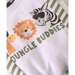 Babyhug Single Jersey Knit Half Sleeves  T-Shirt &  Camouflage Shorts Set  Animal Print - White & Green