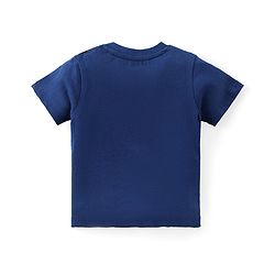 Babyhug Cotton Knit Half Sleeves T-Shirt & Shorts Set With Text Print - Blue & Orange