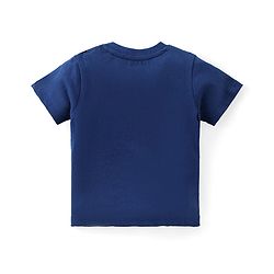 Babyhug Cotton Knit Half Sleeves T-Shirt & Shorts Set With Text Print - Blue & Orange