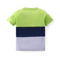 Babyhug Cotton Knit Half Sleeves Color Block T-Shirt & Shorts Set With Text Print - Multicolor