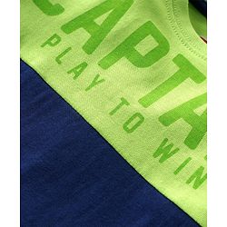 Babyhug Cotton Knit Half Sleeves Color Block T-Shirt & Shorts Set With Text Print - Multicolor