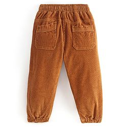 Babyhug Cotton Lycra Full Length  Solid Corduroy Pants - Golden Brown