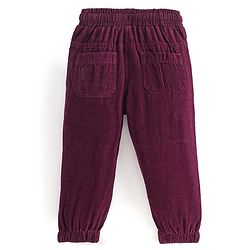 Babyhug Cotton Lycra Full Length Solid Corduroy Pants -Wine