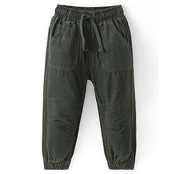 Babyhug Cotton Lycra Full Length Stretchable Corduroy Pants - Olive