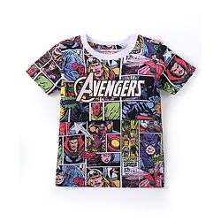 Babyhug Marvel Cotton Half Sleeves T-Shirt With Avengers Print - Multicolour