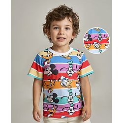 Babyhug Disney Cotton Knit Half Sleeves T-Shirt with Mickey Mouse Family  Print - Multicolour