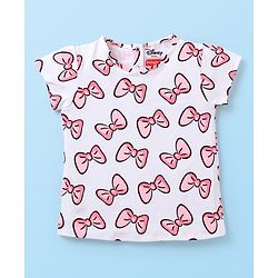Babyhug Disney Cotton Half Sleeves T-Shirt with Dungaree  Minnie Mouse Print - Multicolour