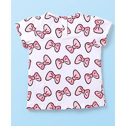 Babyhug Disney Cotton Half Sleeves T-Shirt with Dungaree  Minnie Mouse Print - Multicolour