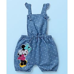Babyhug Disney Cotton Half Sleeves T-Shirt with Dungaree  Minnie Mouse Print - Multicolour