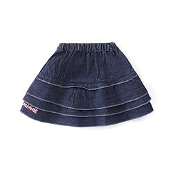 Babyhug Disney Single Jersey Knit Half Sleeves Top And Denim Skirt With Minnie Mouse Print - Multicolor