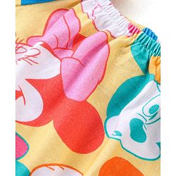 Babyhug Disney Single Jersey Knit Half Sleeves Top And Denim Skirt With Minnie Mouse Print - Multicolor
