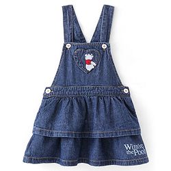 Babyhug Disney Single Jersey Knit Layered Frock with Half Sleeves T-Shirt Winnie The Pooh Print - Blue White & Pink