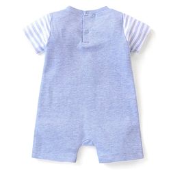 Babyhug 100% Cotton Knit Interlock Half Sleeves Romper With Teddy Print - Blue