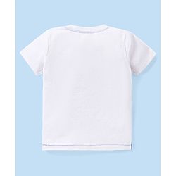 Babyhug Cotton Knit Half Sleeves Dino Printed T-Shirt & Solid Colour Short Set - White & Blue