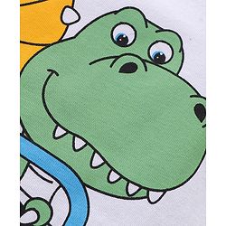Babyhug Cotton Knit Half Sleeves Dino Printed T-Shirt & Solid Colour Short Set - White & Blue