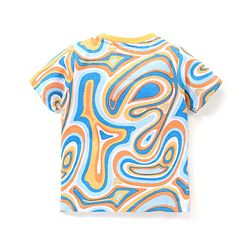 Babyhug Cotton Knit Half Sleeves Text & Marble Printed T-Shirt & Shorts Set - Multicolour