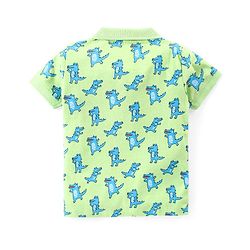 Babyhug Cotton Knit Half Sleeves Polo T-Shirt & Shorts Set With Dancing Croc Print - Green & Blue