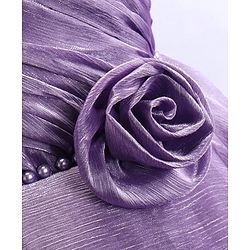 Babyhug Woven One Shoulder Sleeves Fit and Flare Party Gown With Floral Applique- Violet