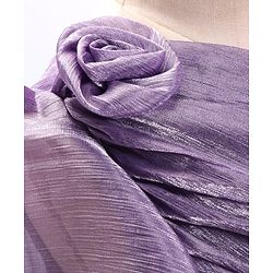 Babyhug Woven One Shoulder Sleeves Fit and Flare Party Gown With Floral Applique- Violet