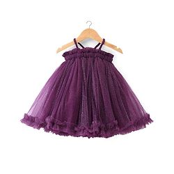 Babyhug Singlet Sleeves Floral Corsage Glittery A-Line Party Frock - Wine